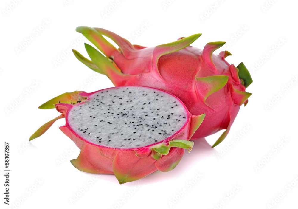 Sliced Dragon Fruit on white background Sliced Dragon Fruit on white background