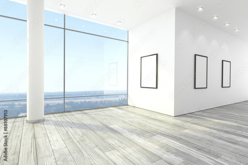 Fototapeta premium Leerer Raum mit Spots mit Hintergrund