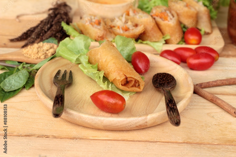 Fried spring rolls traditional for appetizer food. Fried spring rolls traditional for appetizer food.