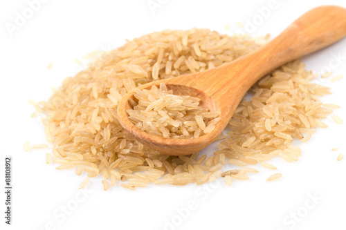 brown rice over the spoon