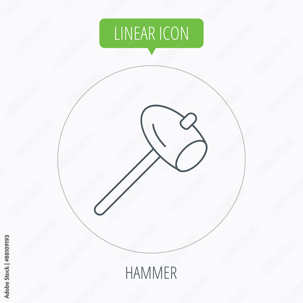 Hammer icon. Repair or fix sign.