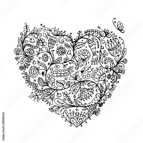 Ornate floral heart for your design