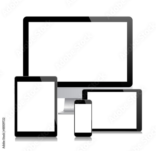 Modern monitor, computer, laptop, phone, tablet