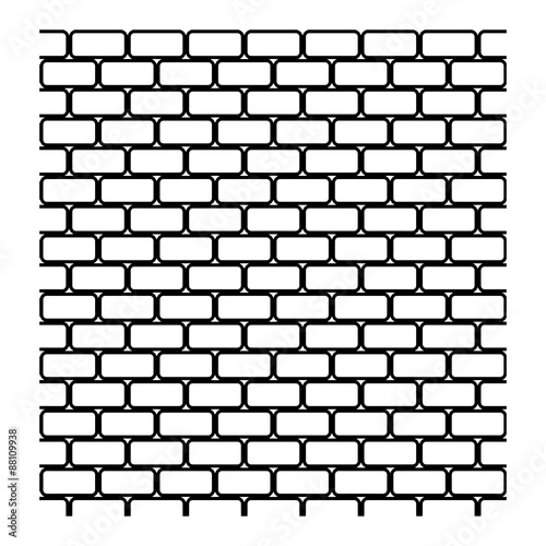 illustration vector of seamless black and white brick wall isola