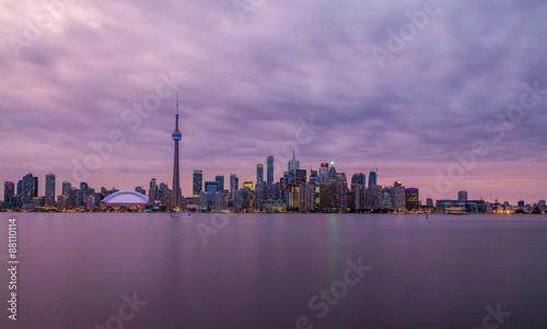 Toronto Skyline at Sunset with a purple sky