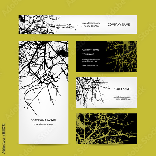 Business cards design, bare tree background
