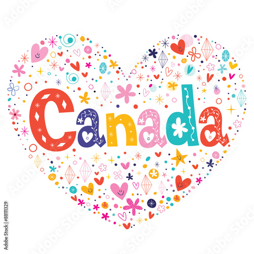 Canada decorative lettering heart shaped design