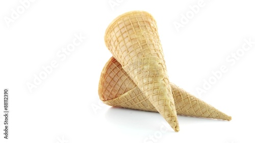 Wafer cones on white background.