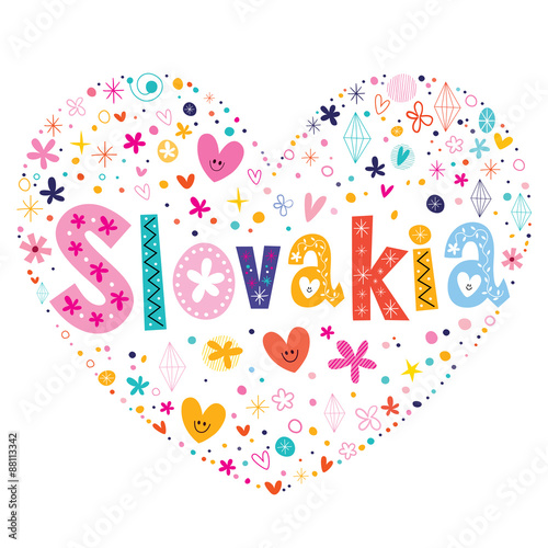 Slovakia heart shaped type lettering vector design