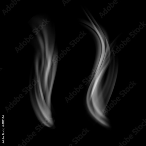 Realistic editable white smoke over black background