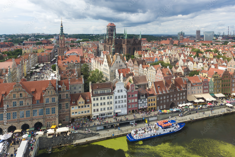 Aerial view of Gdansk city, Poland