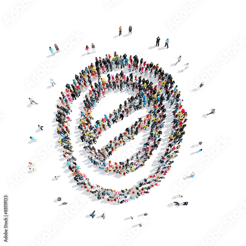 people in the form of an abstract symbol.