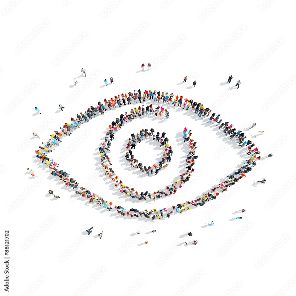 people in the shape of an eye. people in the shape of an eye.