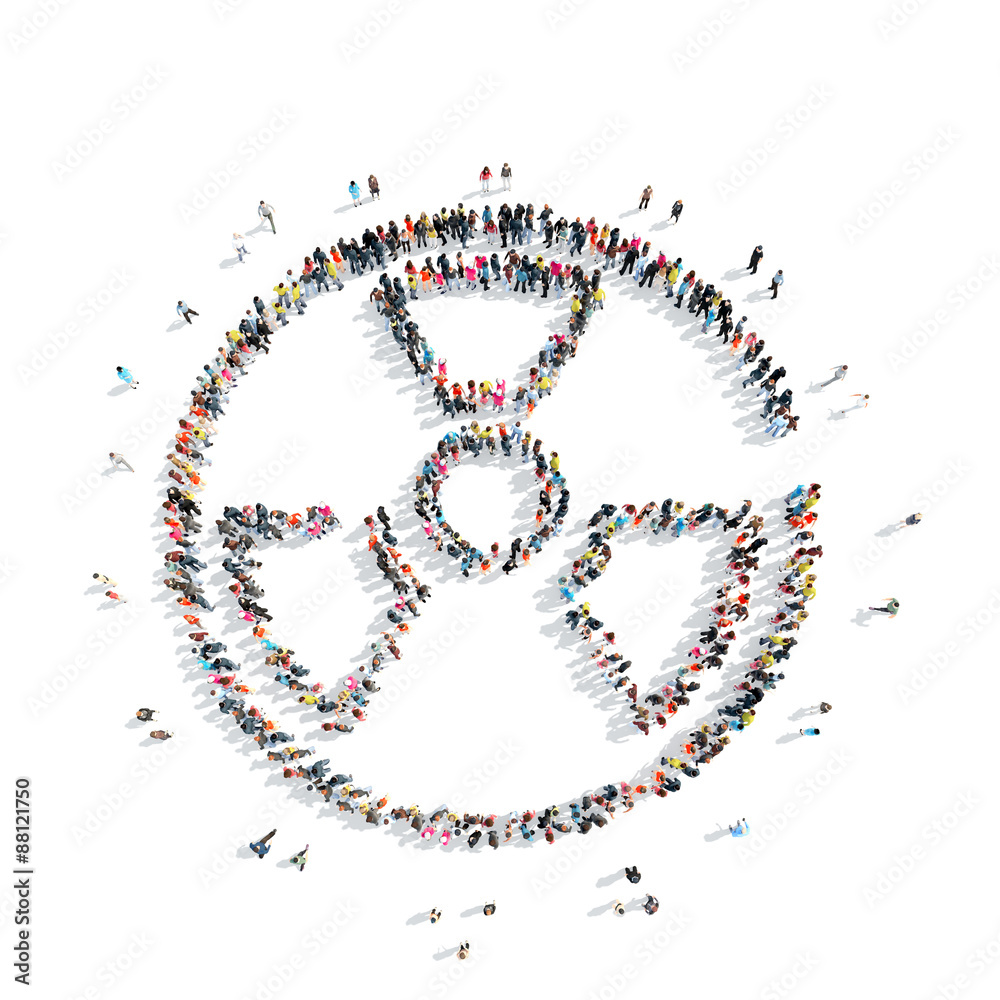 people in the shape of radiation sign. people in the shape of radiation sign.