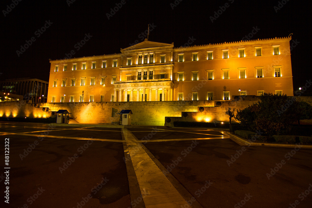 Night view of the Parliament of Greece