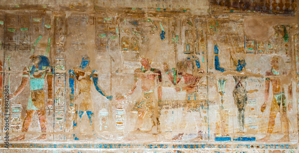 Fototapeta premium Wall Paintings in Temple of Hatshepsut in Egypt