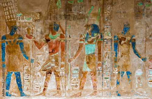 Wall Paintings in Temple of Hatshepsut in Egypt