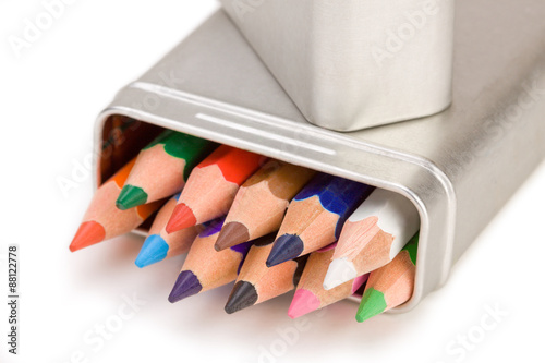 Colored Pencils – Colored pencils in a metal box.