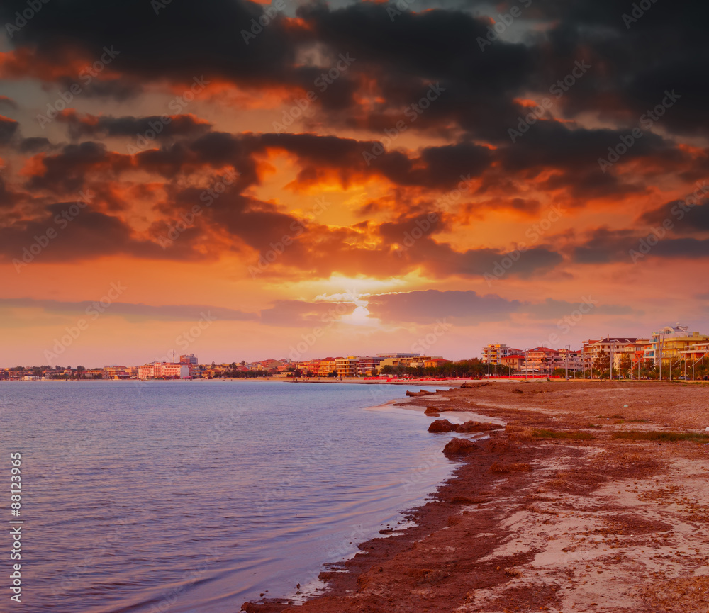 dramatic sky over Alghero at sunset