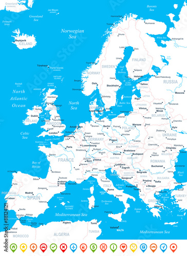 Europe map - highly detailed vector illustration.
