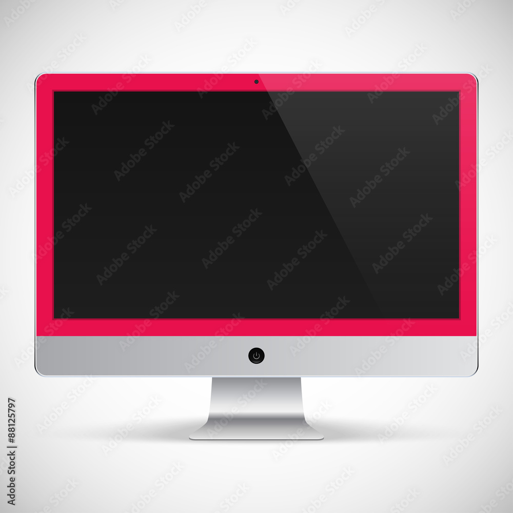 realistic detailed monitor isolated on a gray background realistic detailed monitor isolated on a gray background