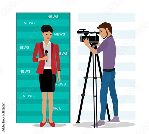 Cameraman filming a reporter 