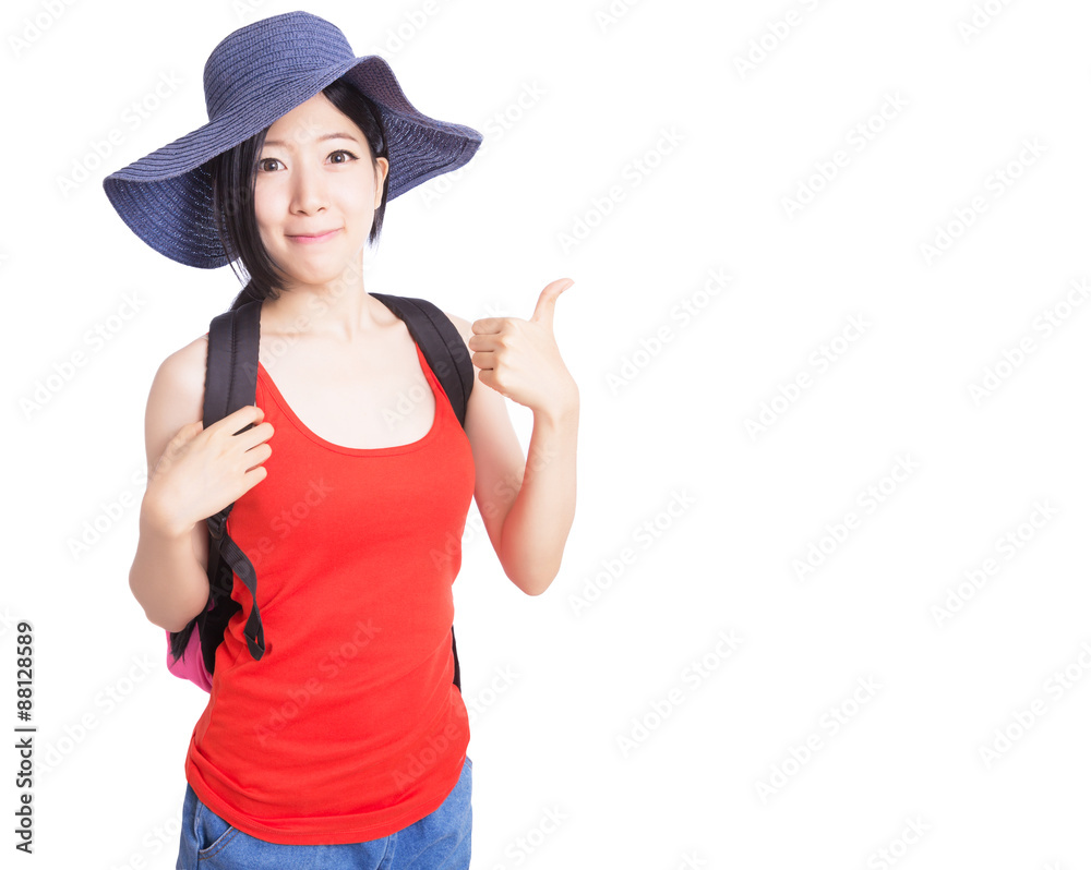 Portrait of young woman travelling Portrait of young woman travelling