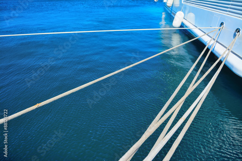 yacht ropes and hull in Porto Cervo harbor