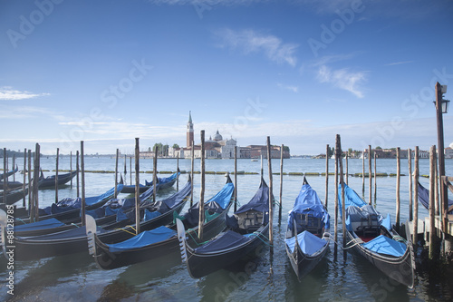 San Giorgio Maggiore Church and Gondola Boats, Venice © kevers