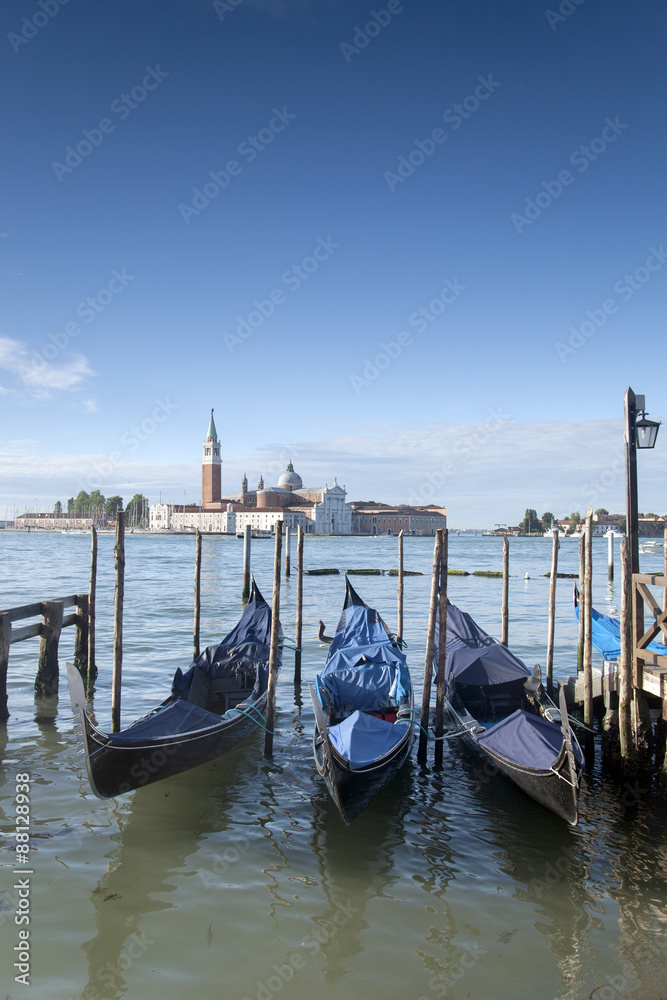 San Giorgio Maggiore Church and Gondola Boats, Venice