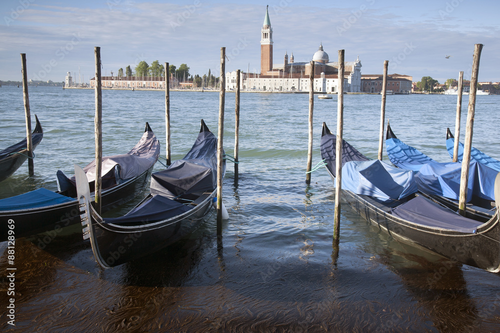 San Giorgio Maggiore Church and Gondola Boats, Venice