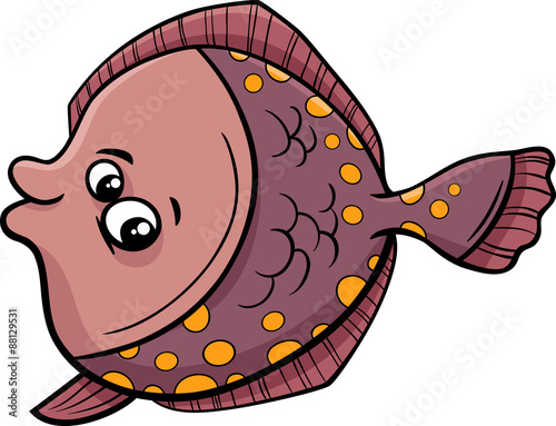 flounder fish cartoon illustration