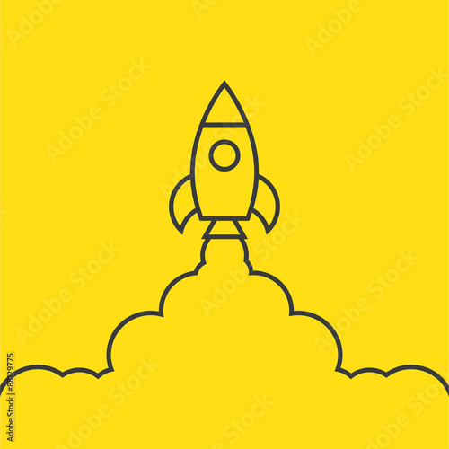 rocket and cloud flat style isolated