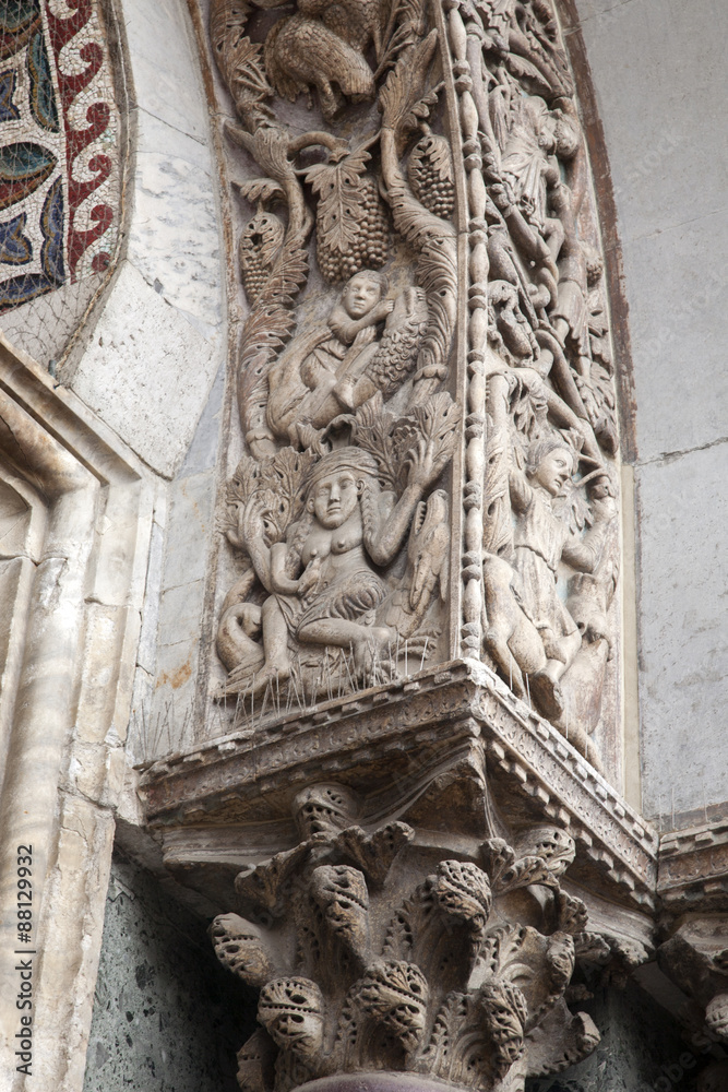 Detail on Facade of San Marcos - St Marks Cathedral Church, Veni
