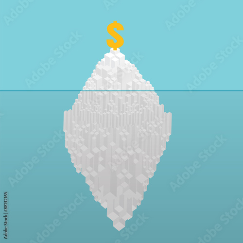 Iceberg financial concept. Hidden potential concept.  Iceberg of