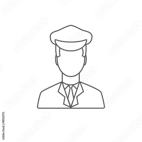 Limo driver linear icon.  Limousine driver icon. Flat style. Vec