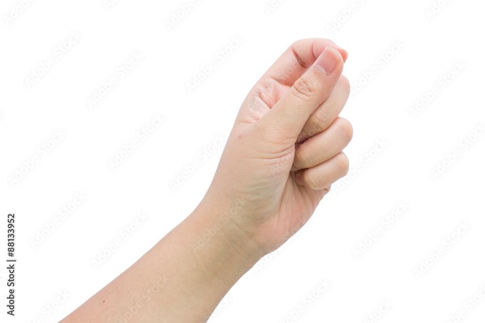 Female hand hold vitual business object with isolated background Female hand hold vitual business object with isolated background