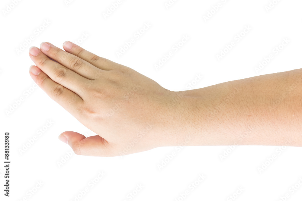 Female hand with isolated background.