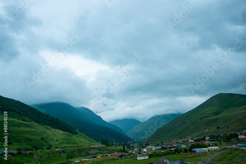 Mountains in the clouds in cloudy weather.The Caucasus. .Russia. photo