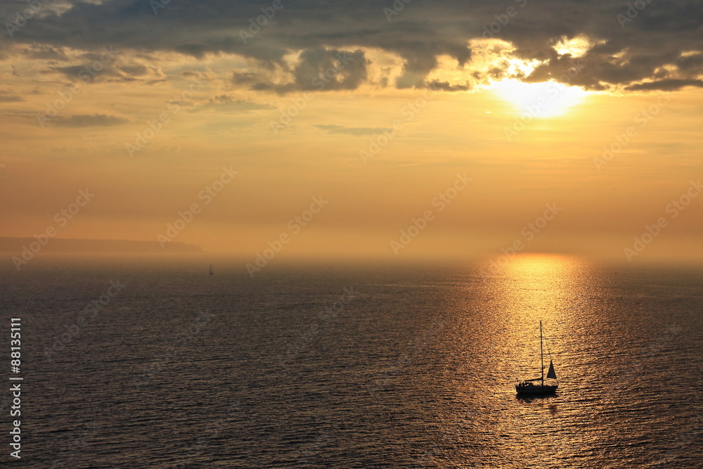 Sunset Sailboat in the Baltic Sea Germany