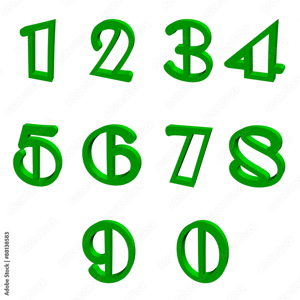 green 3D numbers green 3D numbers