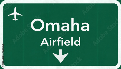 Omaha USA Airfield Highway Road Sign photo