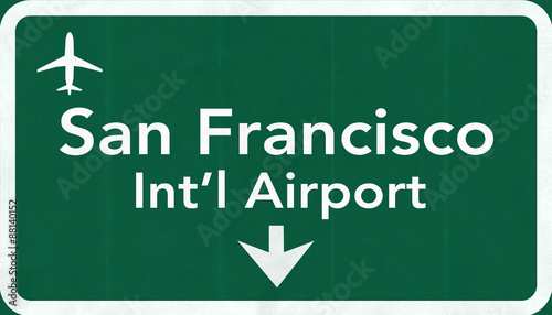 San Francisco USA International Airport Highway Road Sign photo