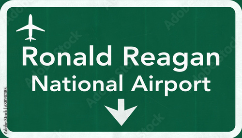 Washington DC Ronald Reagan USA Airport Highway Road Sign 2D Ill