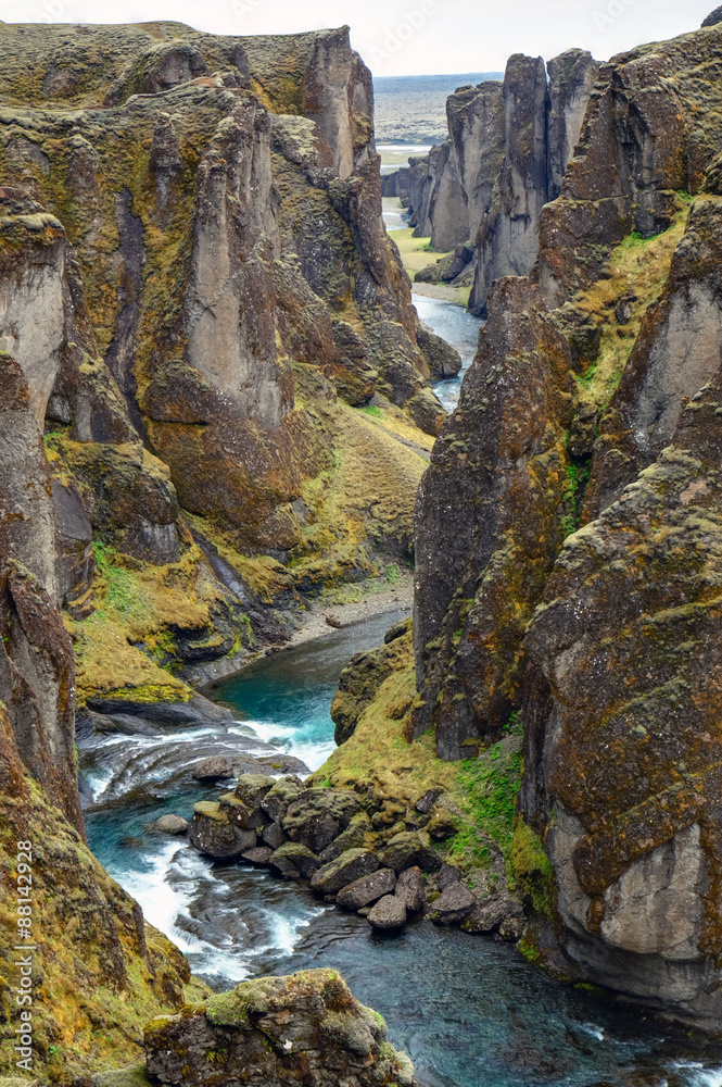 The Fjadrargljufur gorge in the south of Iceland