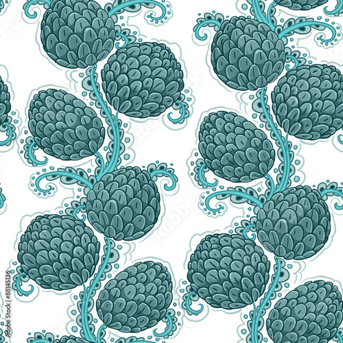 Seamless decorative pattern of hop cones