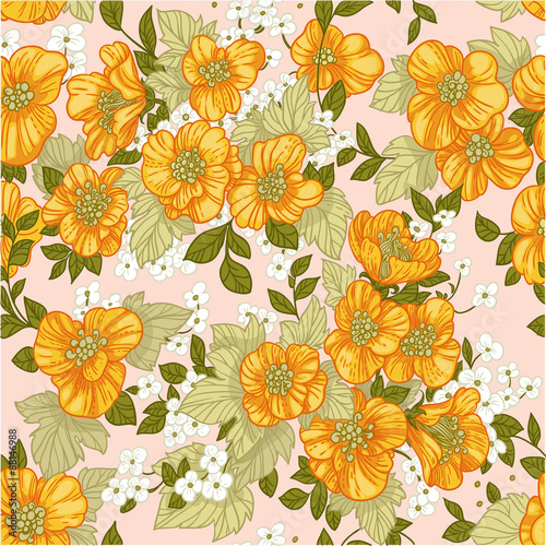 Seamless pattern of yellow wildflowers
