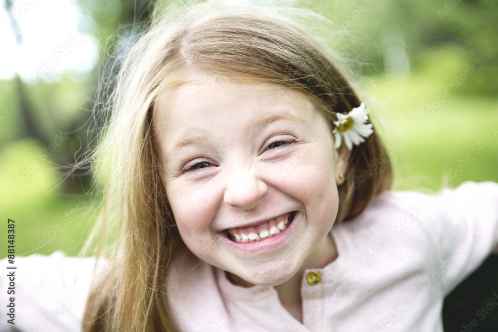 Adorable little girl in the forest meadow Adorable little girl in the forest meadow