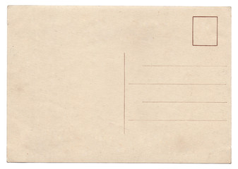 Blank old vintage postcard isolated