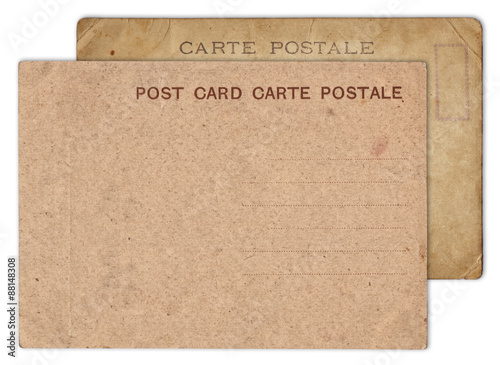 Two blank old vintage postcard isolated